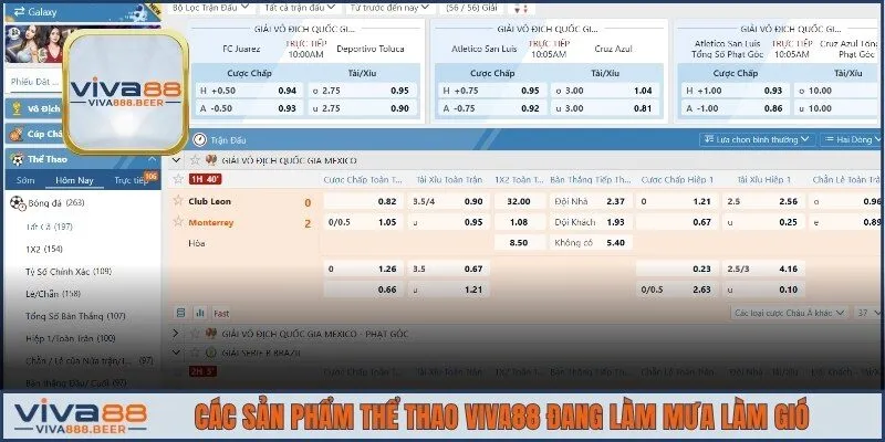 Loạt sản phẩm thể thao nổi bật thu hút bet thủ VIVA88